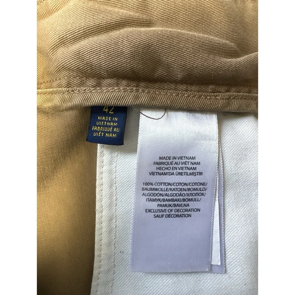 Polo Ralph Lauren Mens Size 42 Chino Shorts Relaxed Fit Tan Beige Pockets Pony